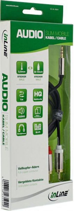 Kabel InLine Jack 3.5mm - RCA (Cinch) x2 1m srebrny (99241) 2