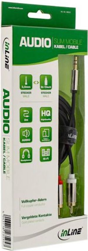 Kabel InLine Jack 3.5mm - RCA (Cinch) x2 2m srebrny (99242) 2