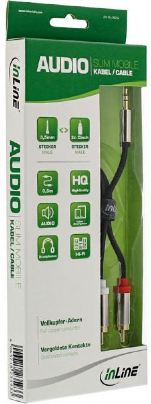 Kabel InLine Jack 3.5mm - RCA (Cinch) x2 0.5m srebrny (99244) 2