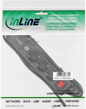 Listwa zasilająca InLine 3 gniazd 1.5 m czarna (16451U) 2