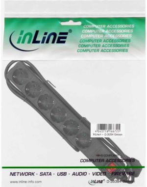 Listwa zasilająca InLine przeciwprzepięciowa 6 gniazd 1.5 m czarna (16461P) 2