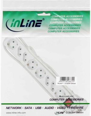 Listwa zasilająca InLine 8 gniazd 1.5 m biała (16481T) 2