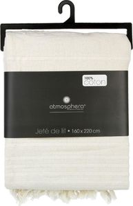 Atmosphera Narzuta na łóżko 160x220 frędzle kremowa 2