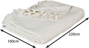 Atmosphera Narzuta na łóżko 160x220 frędzle kremowa 3