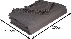 Atmosphera Narzuta na łóżko 230x250 frędzle grafit 3