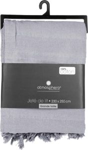 Atmosphera Narzuta na łóżko 230x250 frędzle szara 2