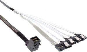 InLine Kabel Mini SAS HD SFF-8643 kątowy - 4x SATA + Sideband 1m (27631B) 1