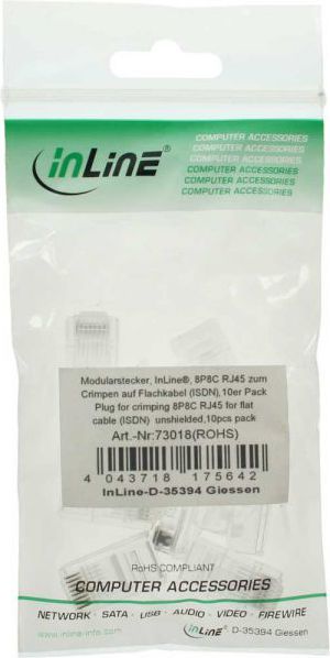 InLine Modularny wtyk 8P8C, RJ45 do zaciskarki, RJ - kabel ribbon ISDN, 10 sztuk (73018) 2