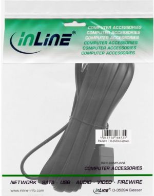 InLine Modularny kabel RJ12, 6P6C, męski-żeński, czarny, 3m (18833) 2