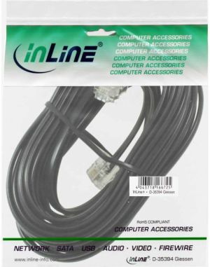 InLine Modularny kabel RJ11, 4 żyły, 6P4C, czarny, 6m (18844N) 2
