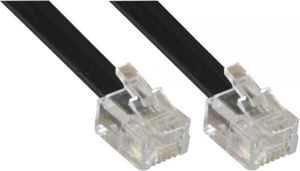 InLine Modularny kabel RJ11, 4 żyły, 6P4C, czarny, 10m (18840L) 1