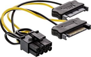 InLine SATA 15-pin - PCIe 8-pin, 0.15m, Żółty (26628D) 1