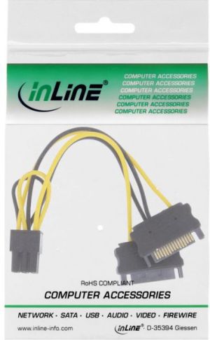 InLine SATA 15-pin - PCIe 6-pin, 0.15m, Żółty (26628B) 2