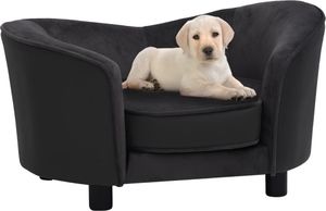 vidaXL Sofa dla psa, czarna, 69x49x40 cm, plusz i sztuczna skóra 1