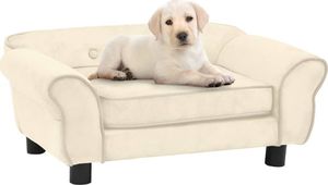vidaXL Sofa dla psa, kremowa, 72x45x30 cm, pluszowa 1