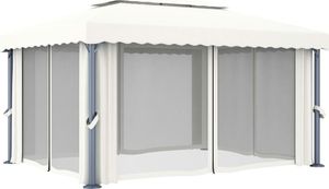 vidaXL Altana z zasłonami i sznurem lampek, 4x3 m, kremowa 5