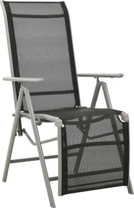 vidaXL Rozkładane krzesło ogrodowe, textilene i aluminium, srebrne 1