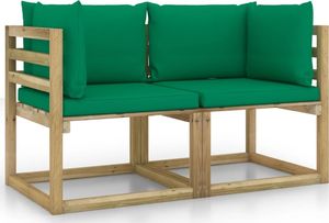 vidaXL Ogrodowe siedziska narożne z poduszkami, 2 szt., drewniane 1
