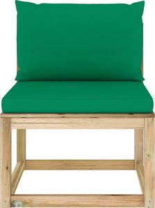 vidaXL Środkowy moduł sofy ogrodowej z poduszkami, impregnowane drewno 2