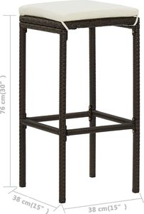 vidaXL 4-cz. zestaw mebli barowych do ogrodu, z poduszkami, brązowy 8