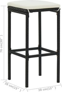 vidaXL 5-cz. zestaw mebli barowych do ogrodu, z poduszkami, czarny 8