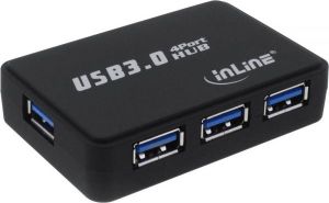HUB USB InLine USB 3.0 Aktywny 4 Portowy z 3.5A zasilaczem, czarny (35393B) 1