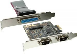 Kontroler InLine PCIe x1 - 2x RS-232 DB9 + 1x LPT DB25 (76622C) 1