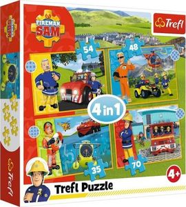 Trefl Puzzle 4w1 Odważny Strażak Sam 34387 Trefl 1