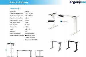Biurko Ergonome Biurko Regulowane Elektrycznie Orzech 110x50 18mm 3
