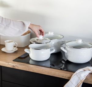 Emalia Pleszew ZESTAW GARNKÓW EMALIA POLSKA PLESZEW PYZA DIAMOND 16/18/20/22CM 2