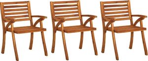 vidaXL Krzesła ogrodowe z poduszkami, 3 szt., lite drewno akacjowe 2