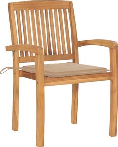 vidaXL Sztaplowane krzesła ogrodowe z poduszkami, 8 szt., tekowe 3