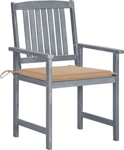 vidaXL Krzesła ogrodowe, poduszki, 8 szt., lite drewno akacjowe, szare 2