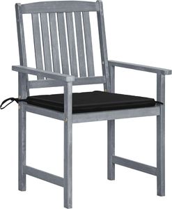 vidaXL Krzesła ogrodowe, poduszki, 8 szt., lite drewno akacjowe, szare 2