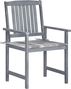 vidaXL Krzesła ogrodowe, poduszki, 8 szt., lite drewno akacjowe, szare 2