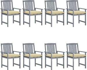 vidaXL Krzesła ogrodowe, poduszki, 8 szt., lite drewno akacjowe, szare 1