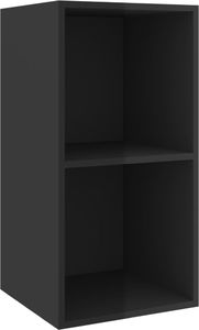 vidaXL Wisząca szafka pod TV, wysoki połysk, czarna, 37x37x72 cm 1
