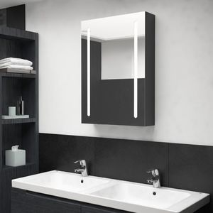 vidaXL Szafka górna z lustrem i LED 50cm czarna połysk (326496) 2