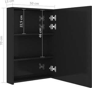 vidaXL Szafka górna z lustrem i LED 50cm czarna połysk (326496) 8