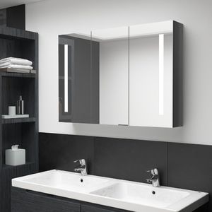 vidaXL Szafka górna z lustrem i LED 89cm szara połysk (326528) 2