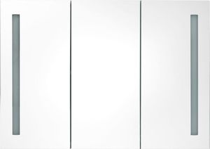 vidaXL Szafka górna z lustrem i LED 89cm szara połysk (326528) 5