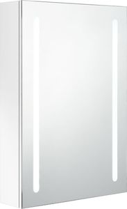 vidaXL Szafka górna z lustrem i LED 50cm biała połysk (326501) 1