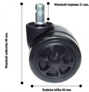 Zenga kółka do fotela kauczukowe miękkie 5szt. czarne 2