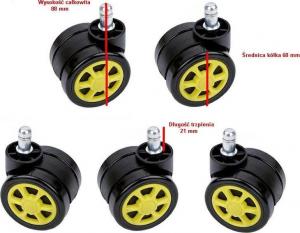Zenga kółka do fotela kauczukowe miękkie 5szt. żółte 2