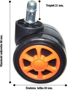 Zenga kółka do fotela kauczukowe 5szt. pomarańczowe 2