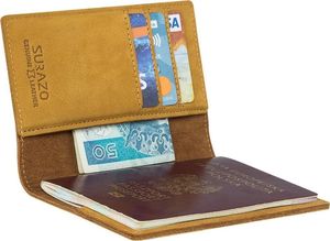 Surazo Etui na paszport z miejscem na karty - Nubuk Camel Uniwersalny 3