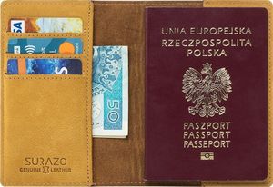 Surazo Etui na paszport z miejscem na karty - Nubuk Camel Uniwersalny 5