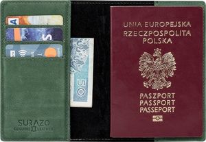 Surazo Etui na paszport z miejscem na karty - Nubuk Zielony Uniwersalny 5