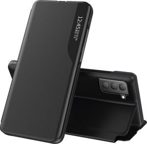 Hurtel Eco Leather View Case elegancki futerał etui z klapką i funkcją podstawki Samsung Galaxy S21 FE czarny 1