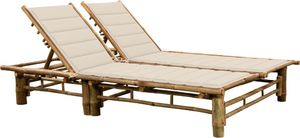 vidaXL 2-osobowy leżak z poduszkami, bambusowy 1